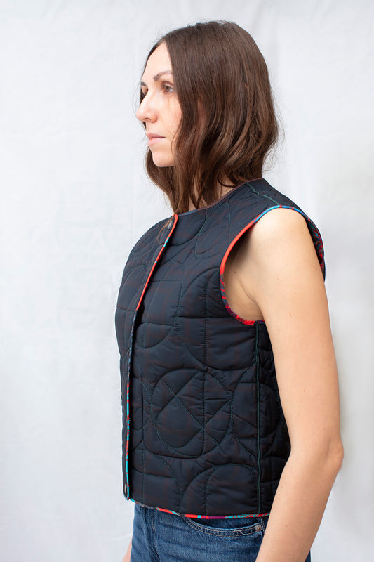Flower Padded Reversible Vest