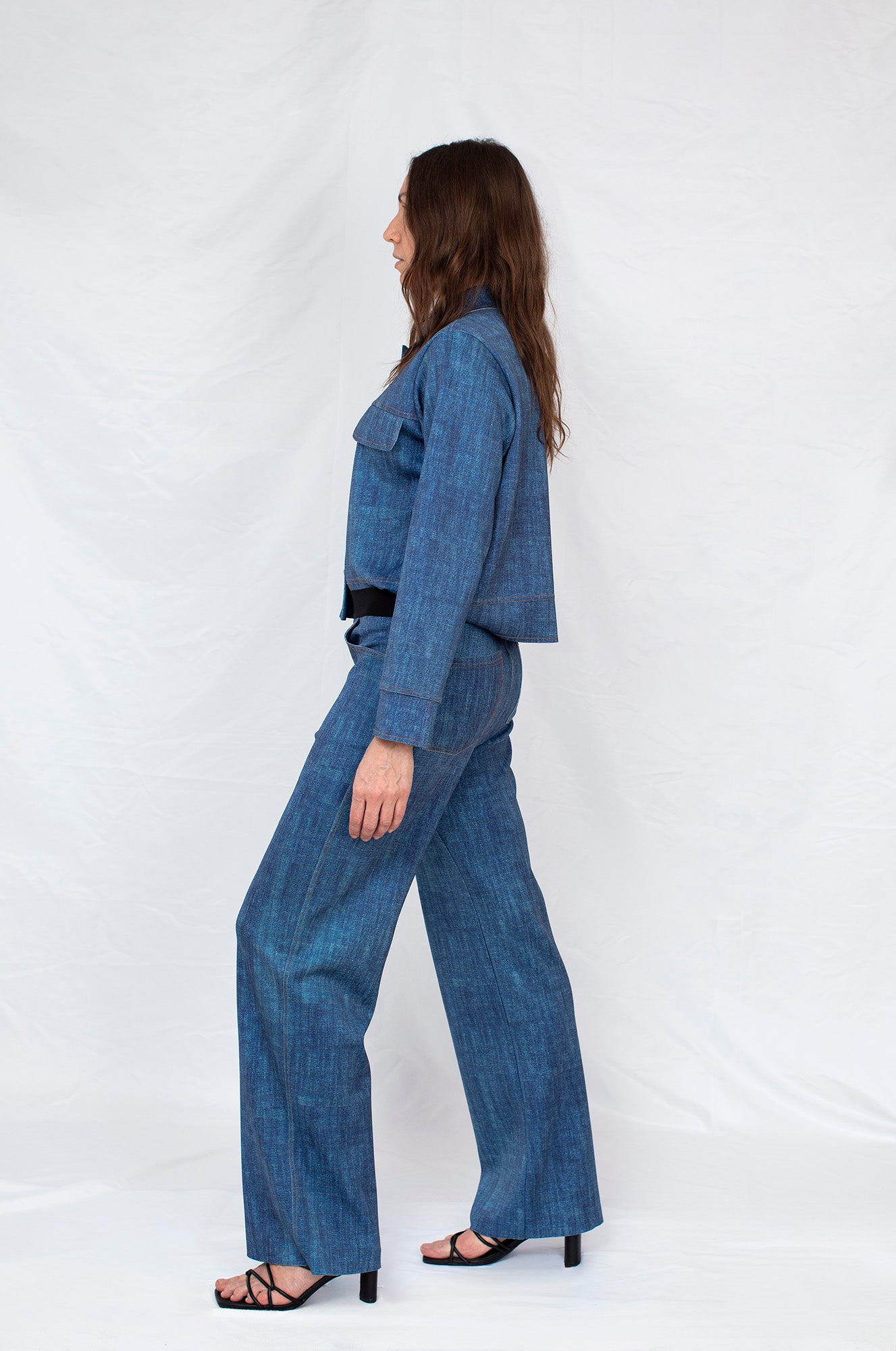 Denimlike Raised Straight Pants - Blue