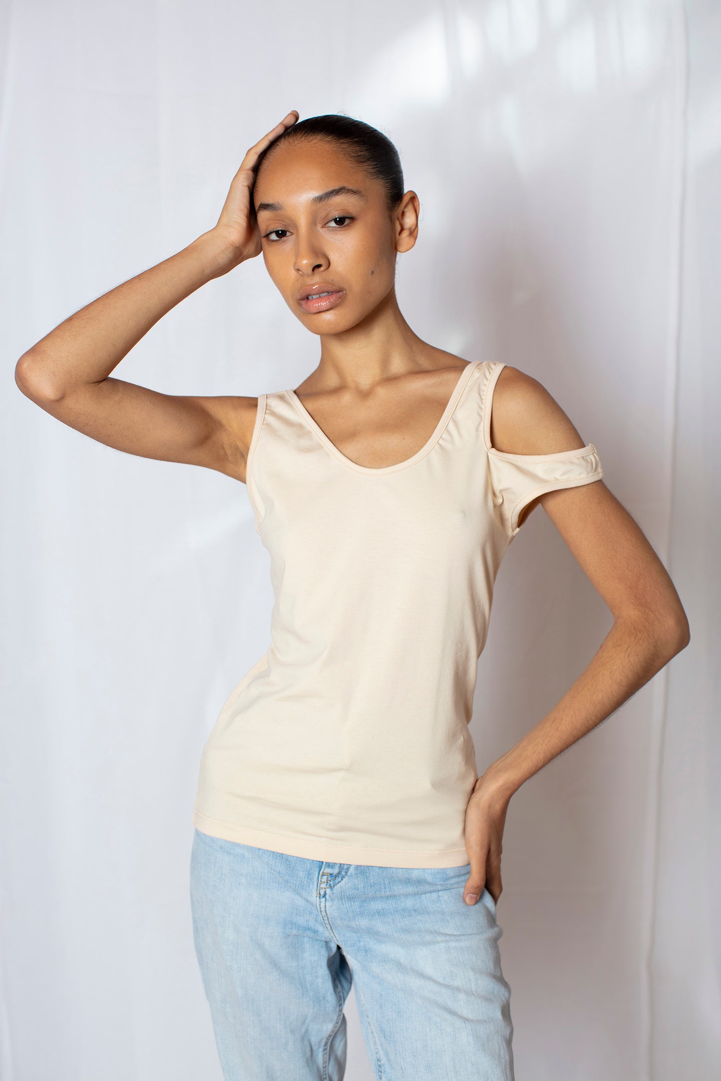 Cutout Tank Top - Tan