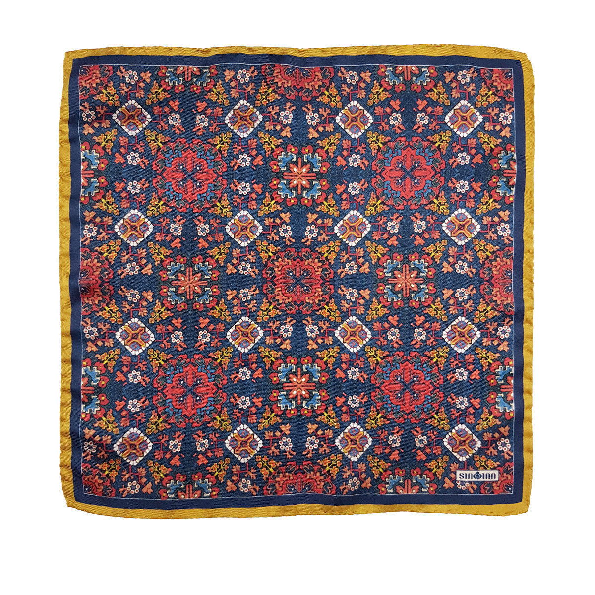 Floral Silk Pocket Square - Yellow full view
