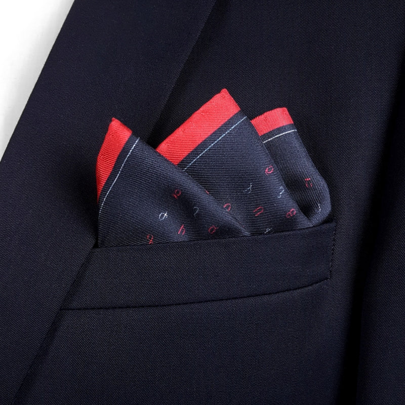 Sinoian Letter Print Silk Pocket Square - Red