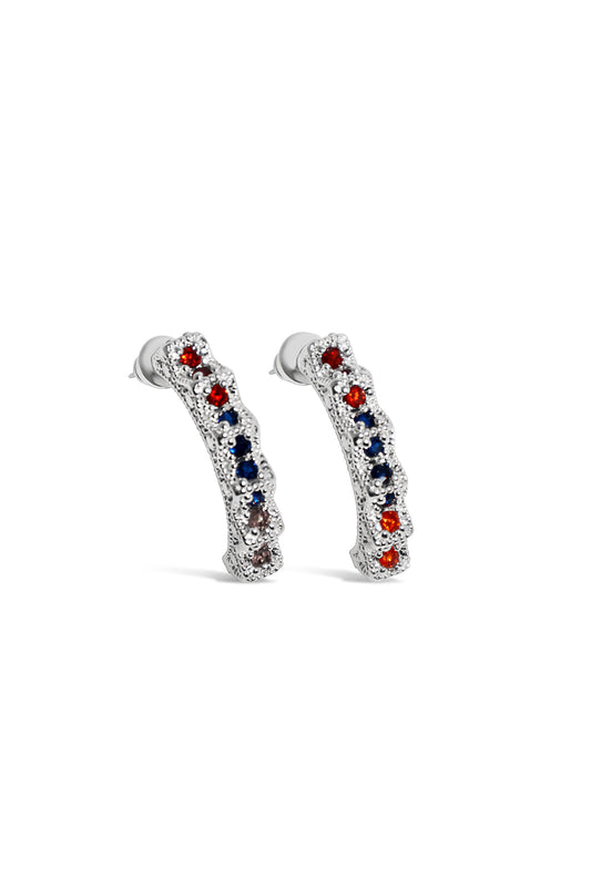 Crown Tricolor Earrings Silver
