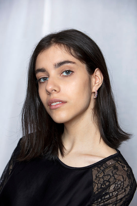 Crown Tricolor Earrings Silver