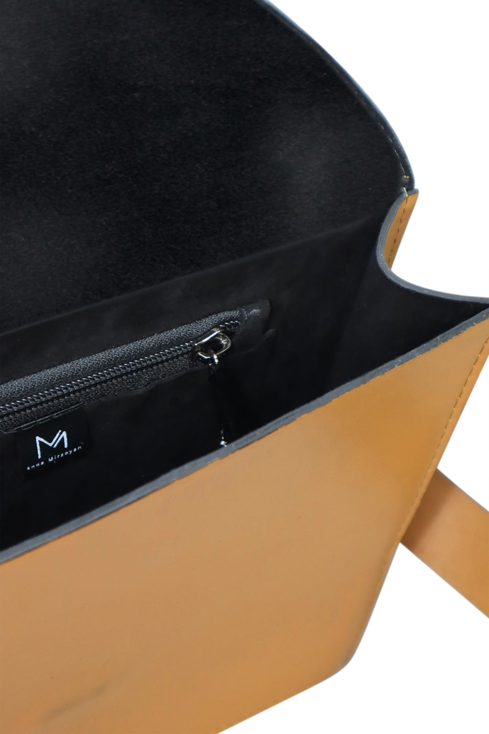 Crossbody Leather Bag - Sand inside view