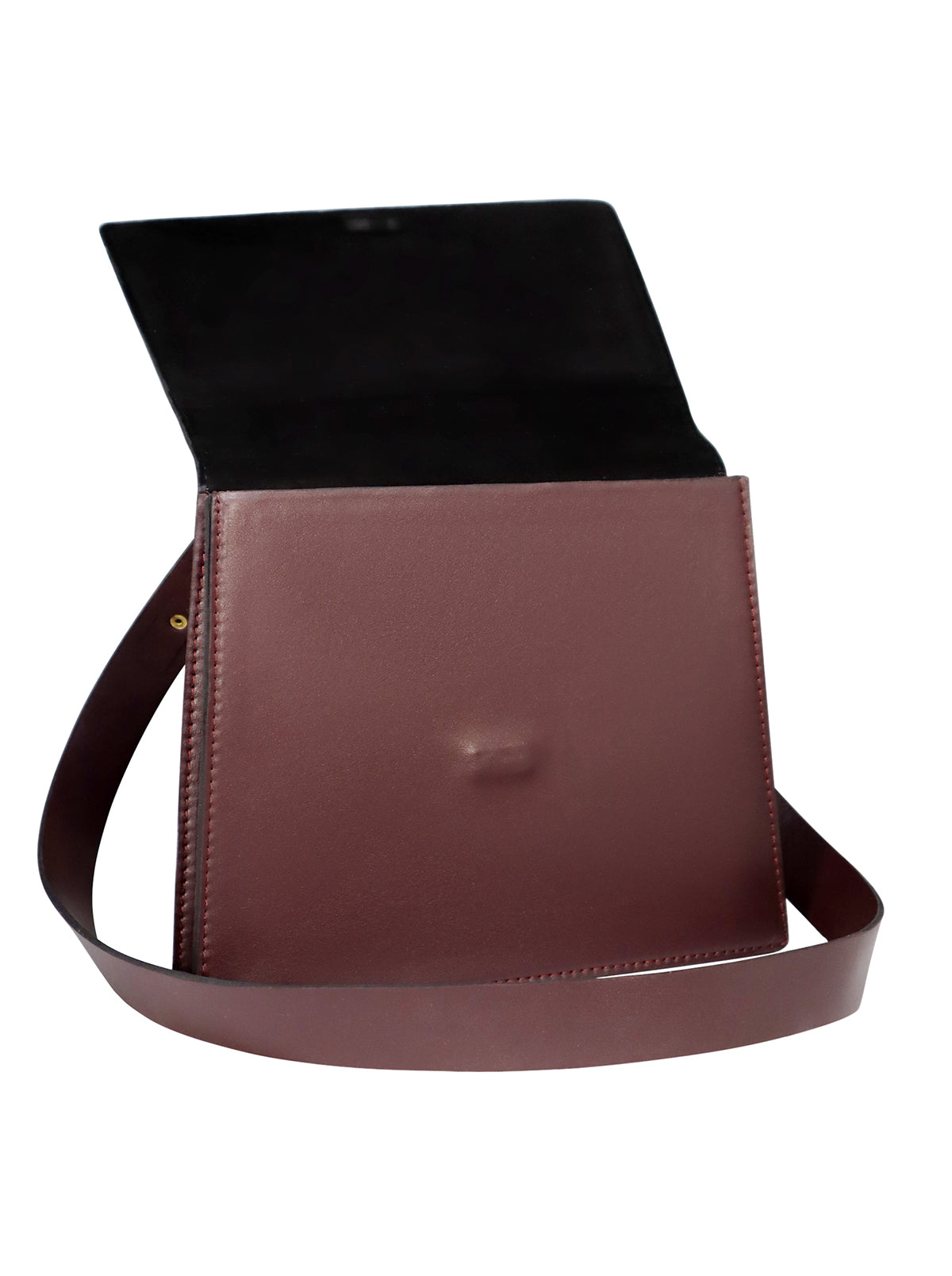 Crossbody Leather Bag - Burgundy inside view