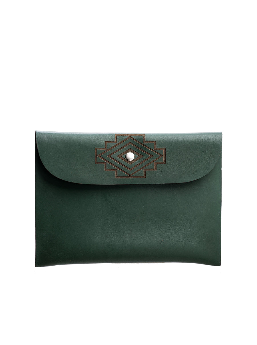 Armenian Ornament Green Leather Pouch