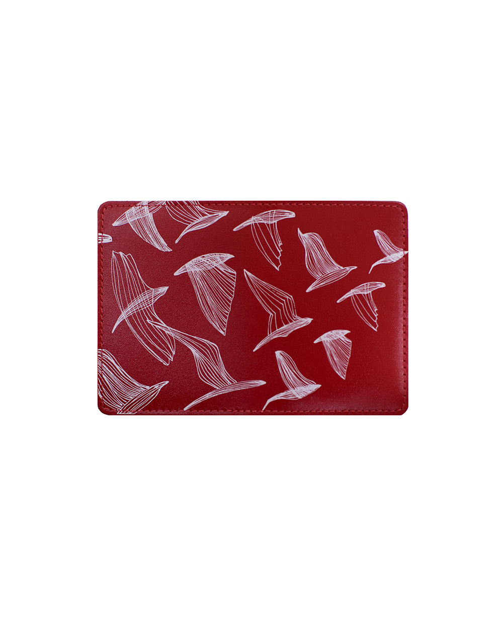 Printed Birds Leather Card Holder  