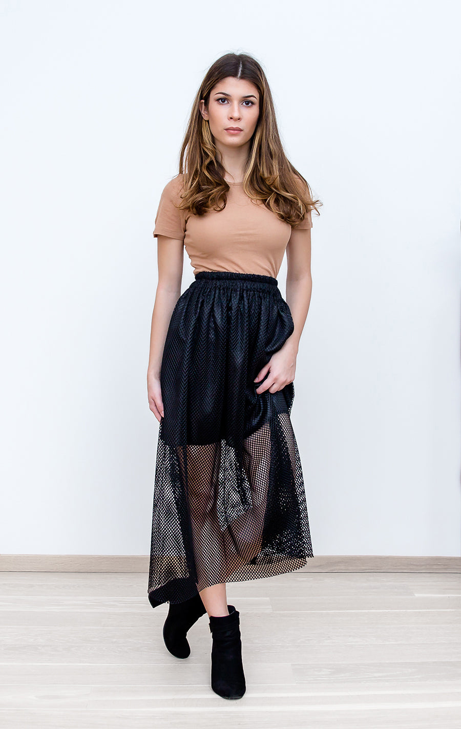 Black Mesh Skirt front view