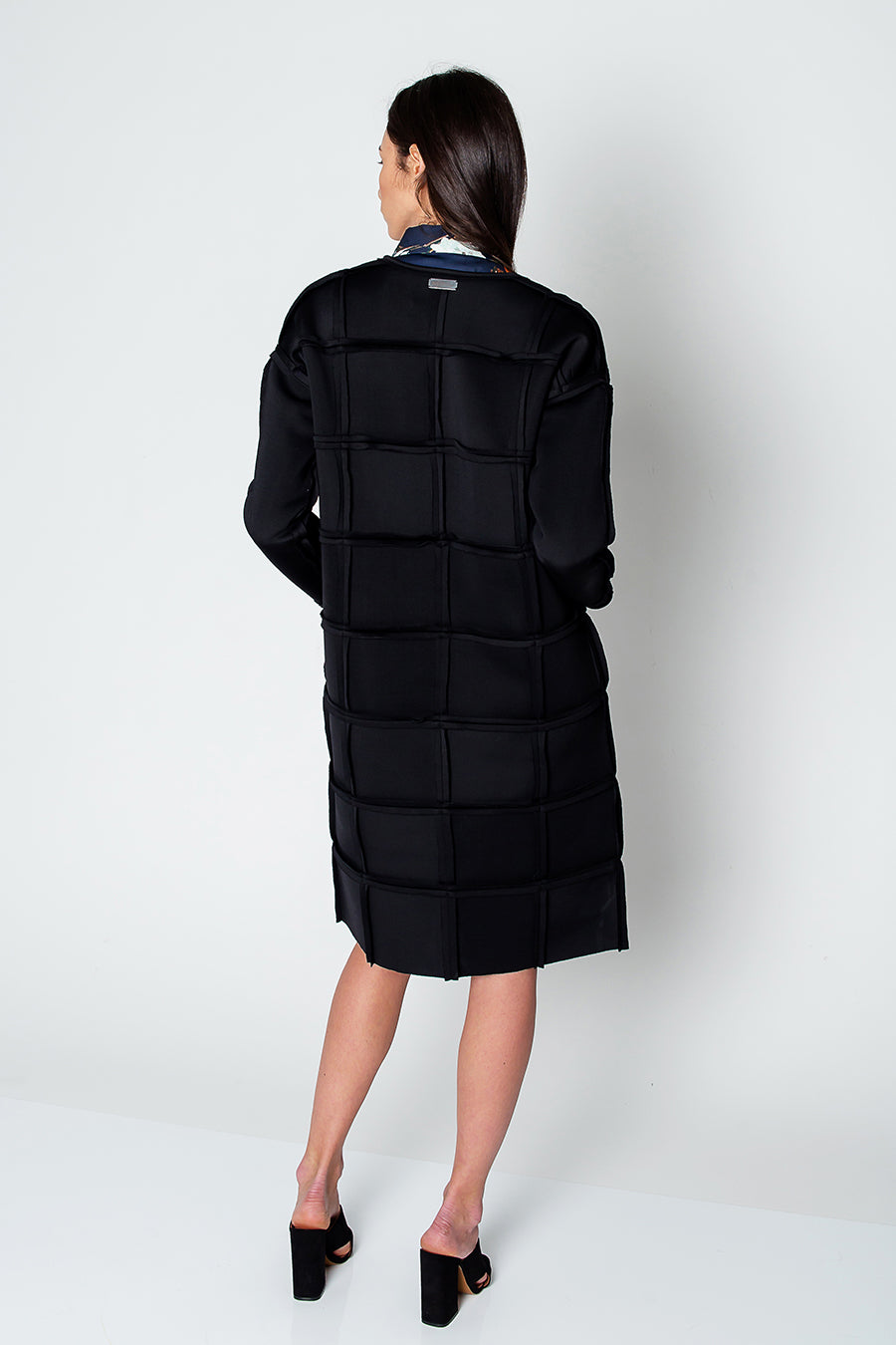 Black Neoprene Coat back view