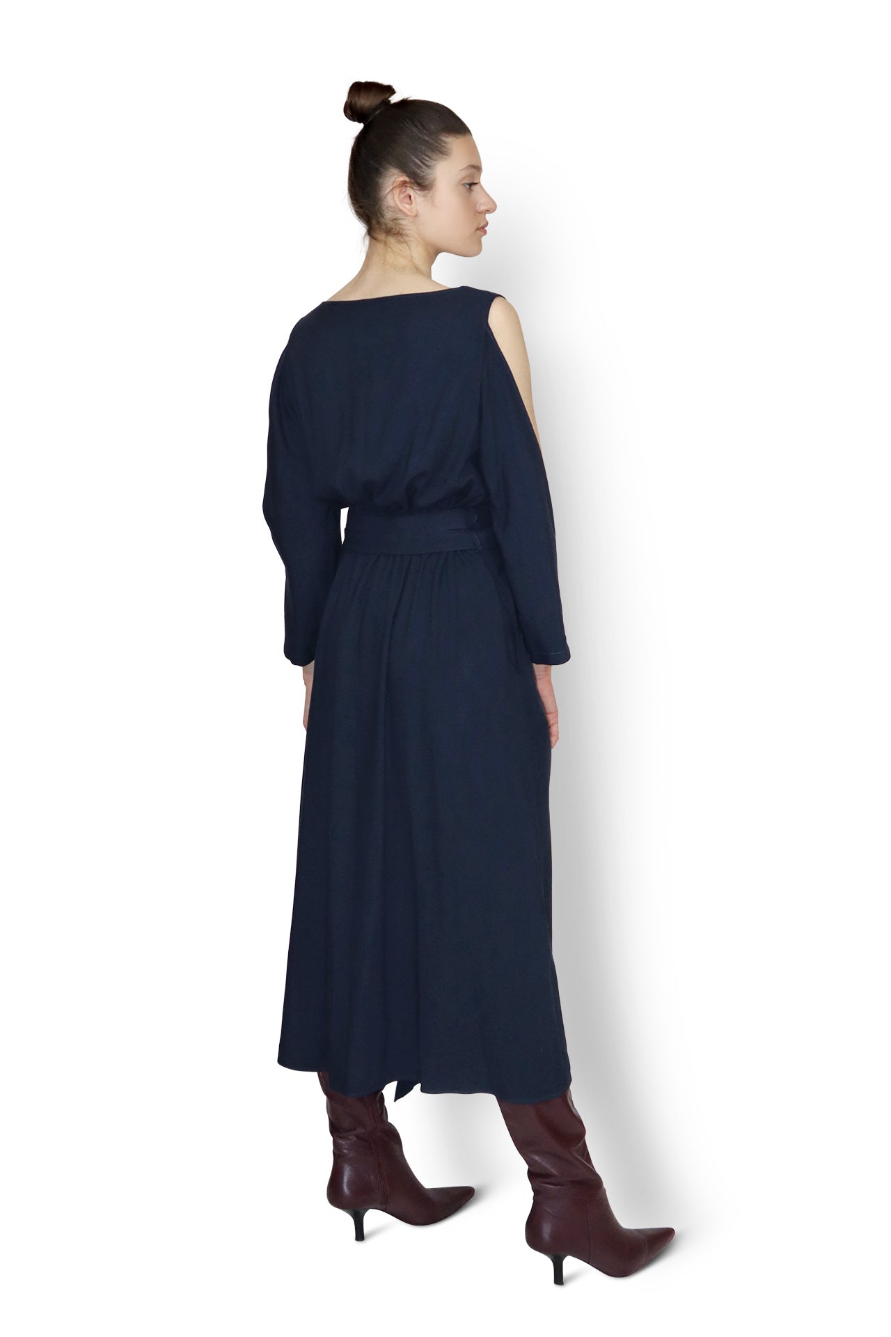 Navy Wrap Dress back view