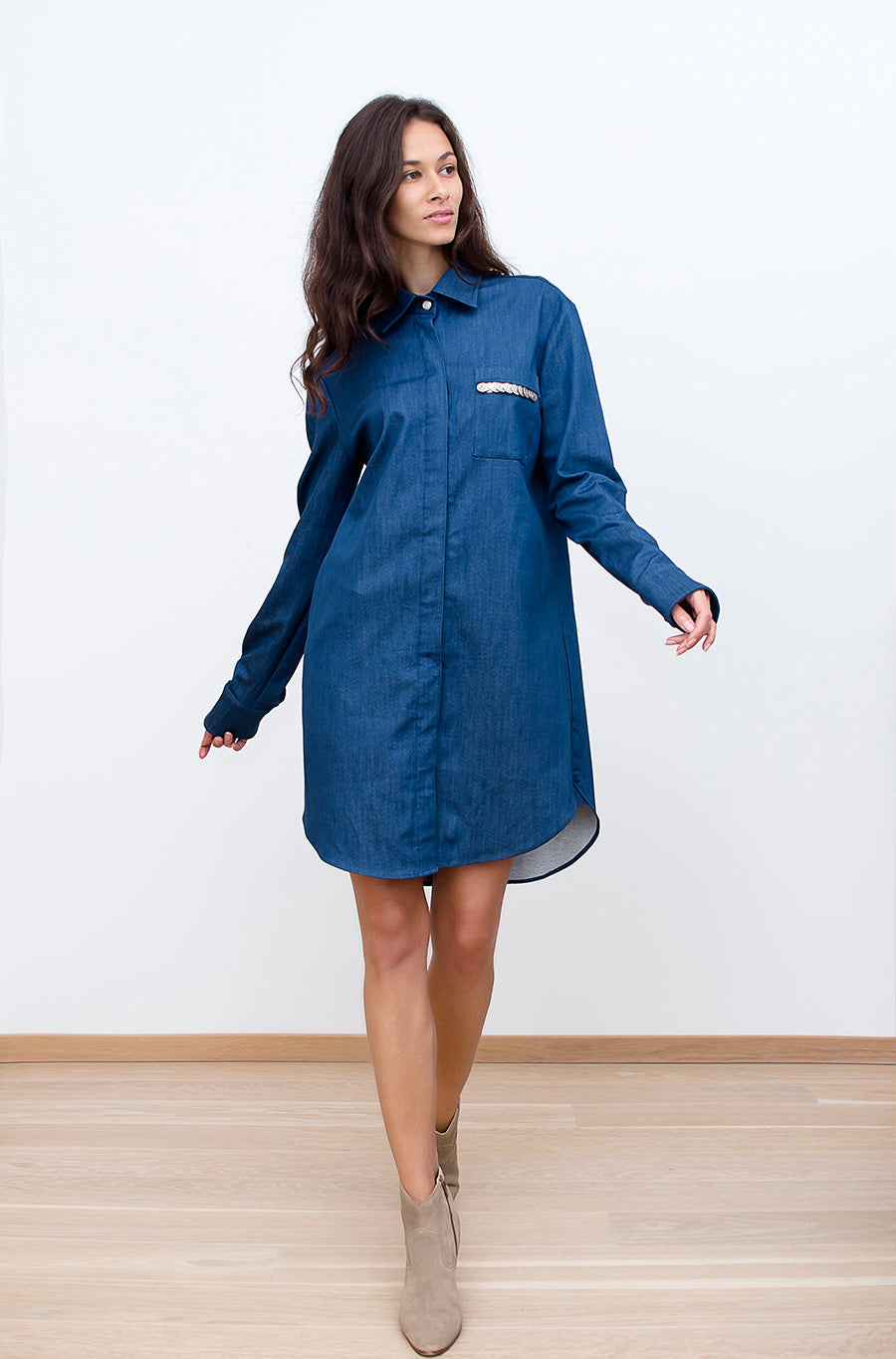 Denim Shirt Dress front view