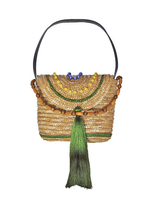 ėSSä Straw Tote Bag with Beads
