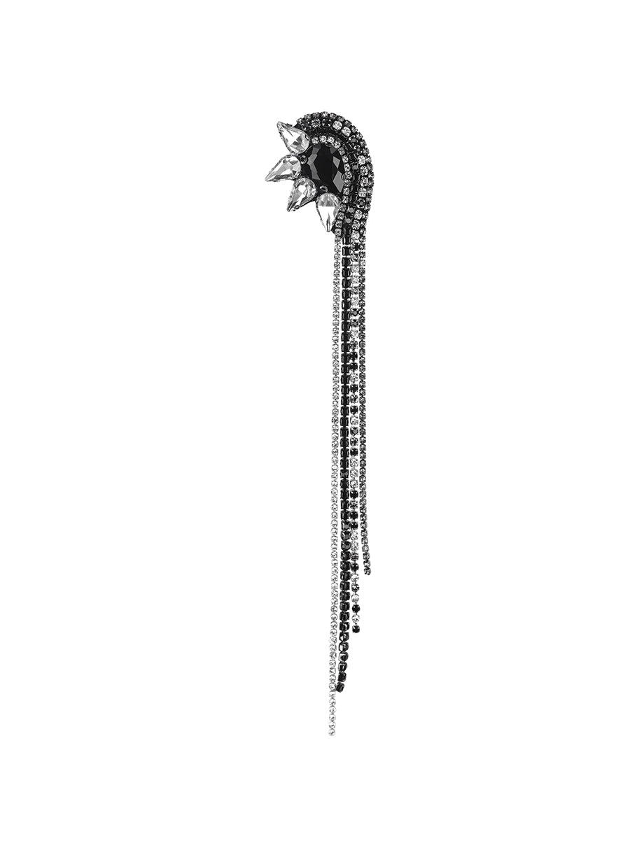 Faina Crystal Mono Clip Earring - Black