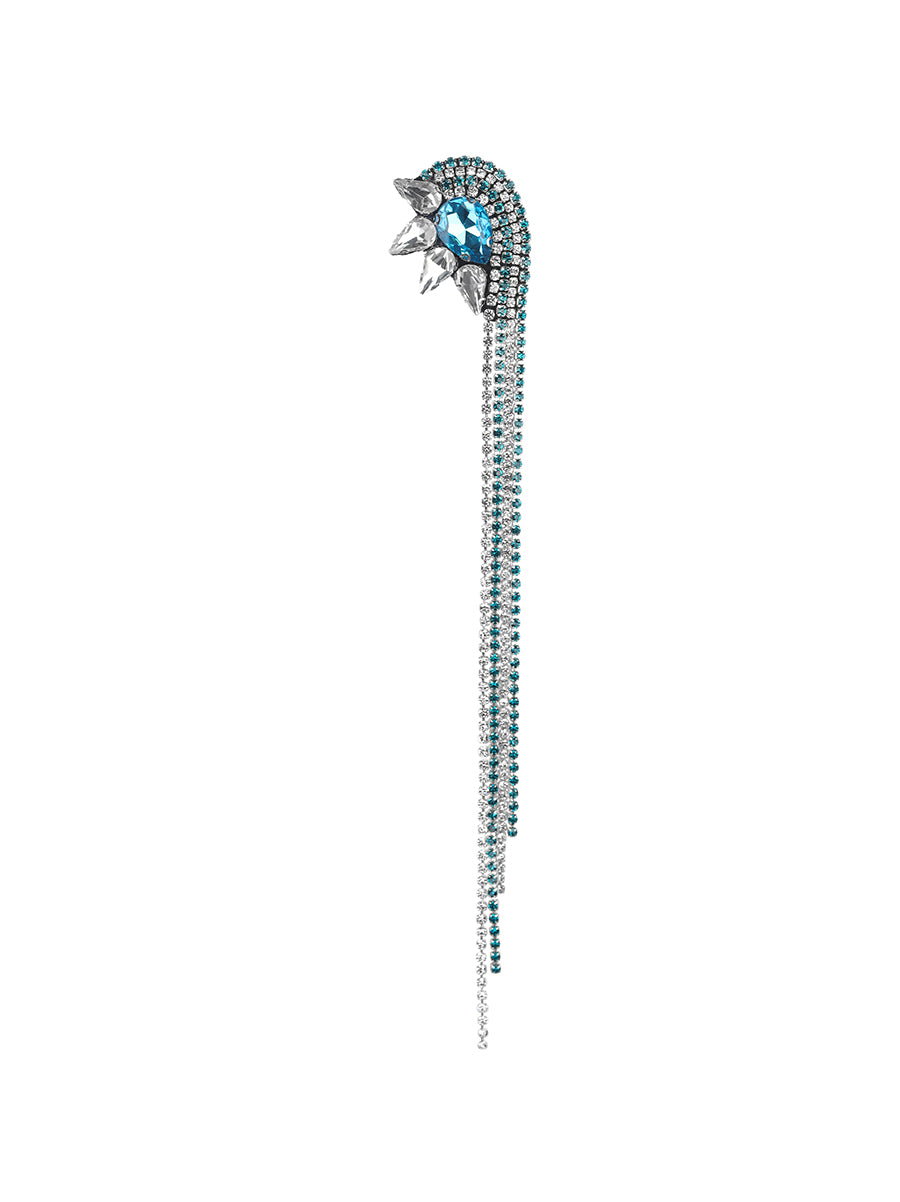 Faina Crystal Mono Clip Earring - Turquoise