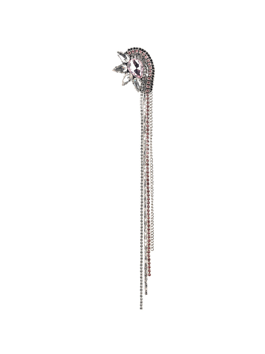 Faina Crystal Mono Clip Earring - Pink