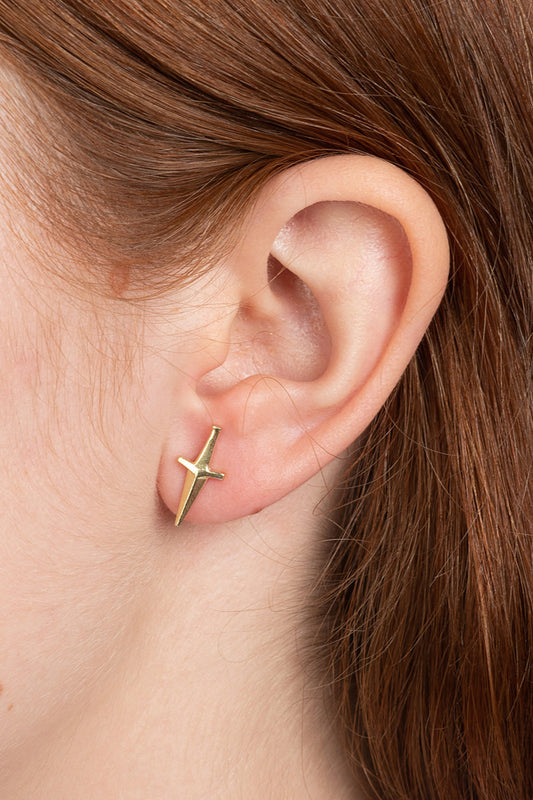 C° -9 Dagger Stud Earrings - Gold presentation mode