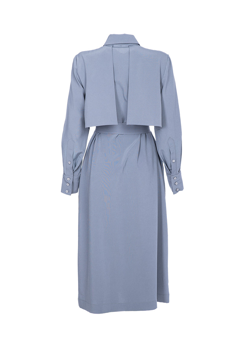 Blue-Gray Shirt Dress back view