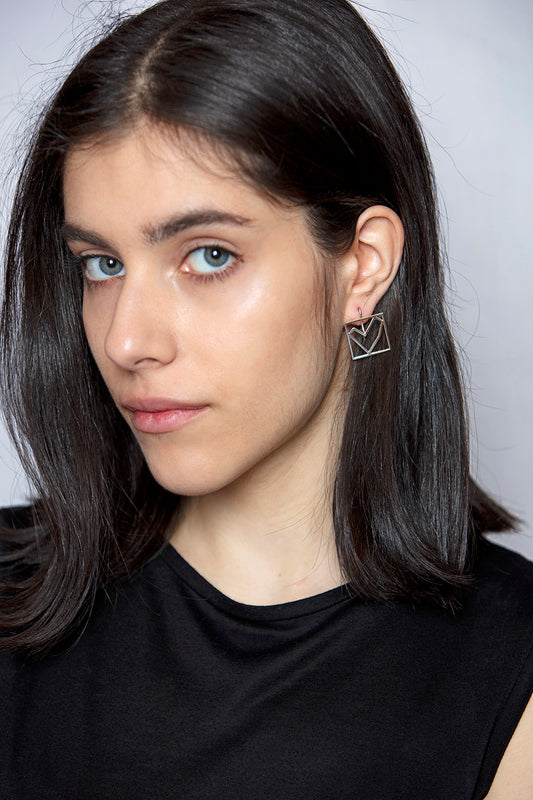 IAMC silver square earrings