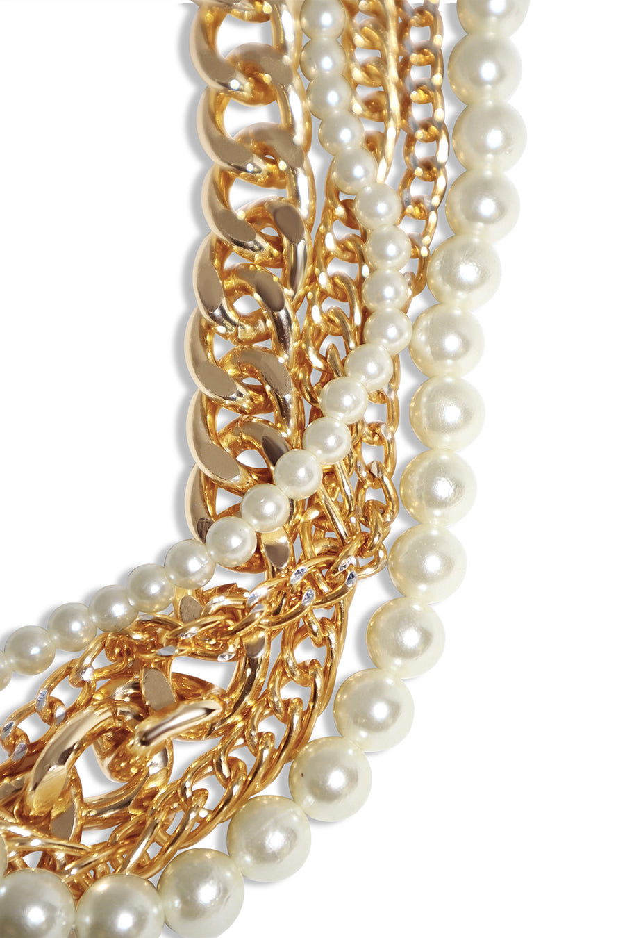 Plated Gold Chain with Majorka Pearls close view