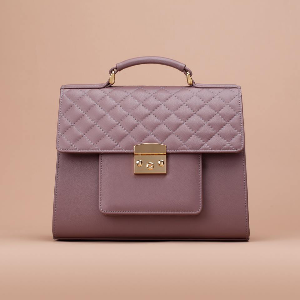 Leather handbag - Mauve