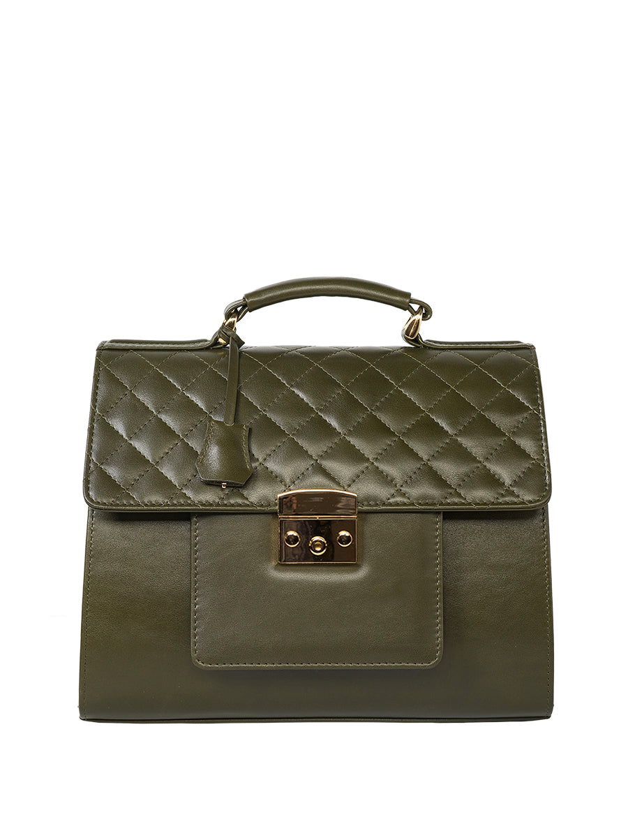 Quilted leather handbag - Olive