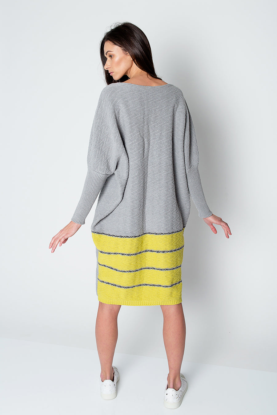 Knit Cotton Grey Dress back view