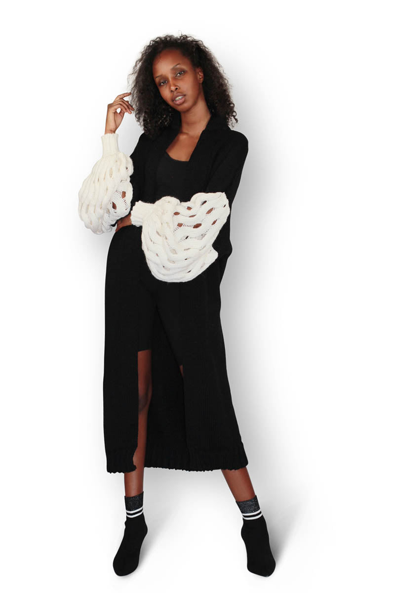 Loom Black & White Chunky Cardigan