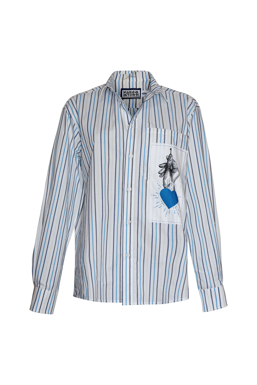 Prada Heart Print Poplin Shirt in White for Men