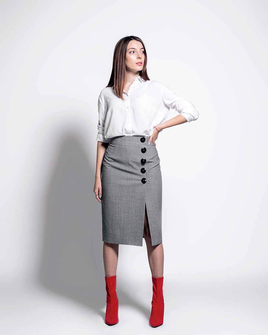 Classic Pencil Skirt - Grey by Platon FF