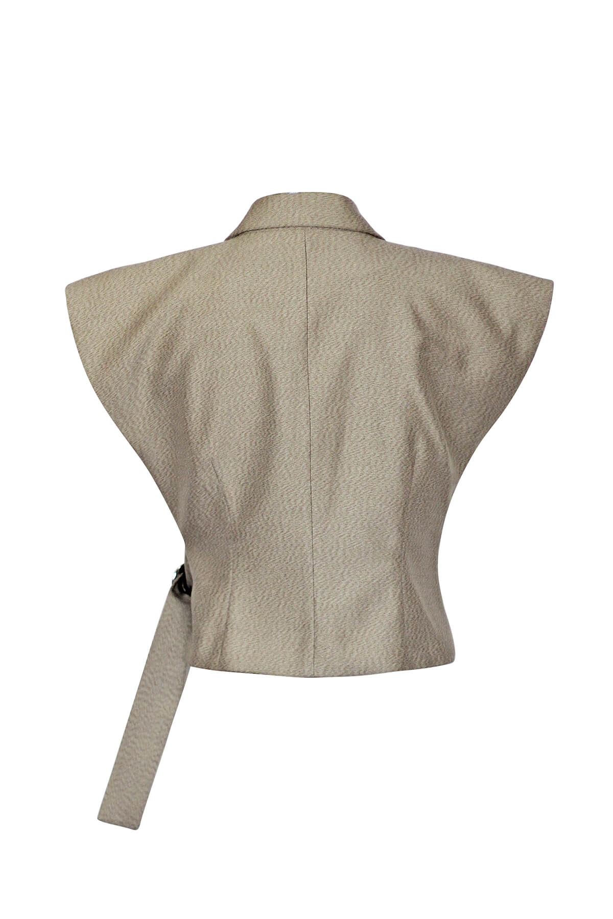 Buckle Belted Vest - Ivory back view