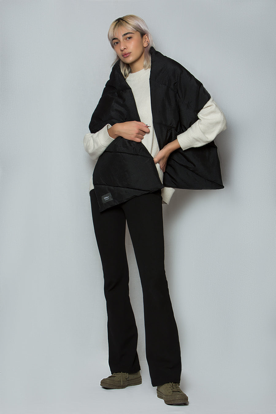 Quilted Shell Scarf - Black