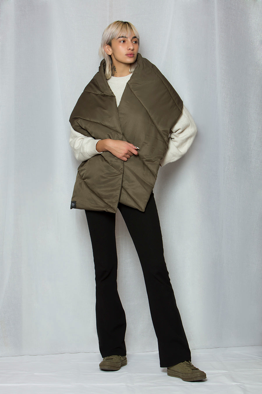 Quilted Shell Scarf - Khaki