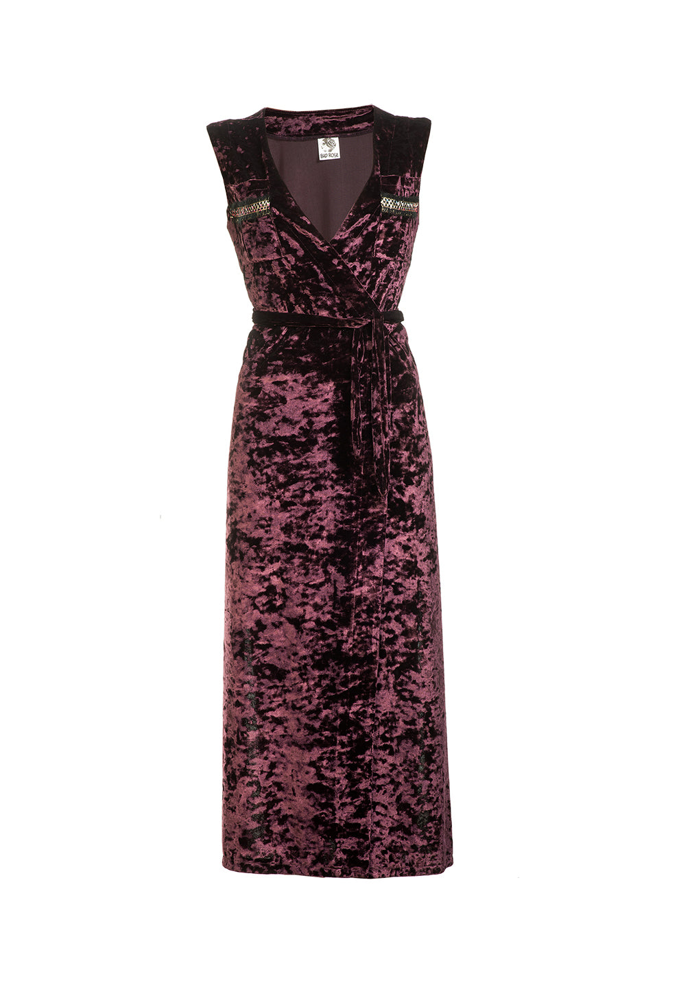 Velvet Wrap Maxi Dress - Burgundy