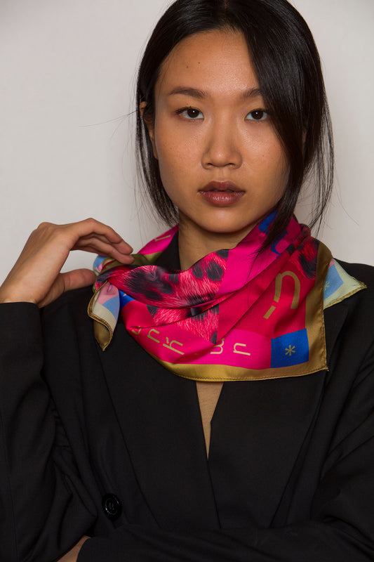 graphic print silk scarf