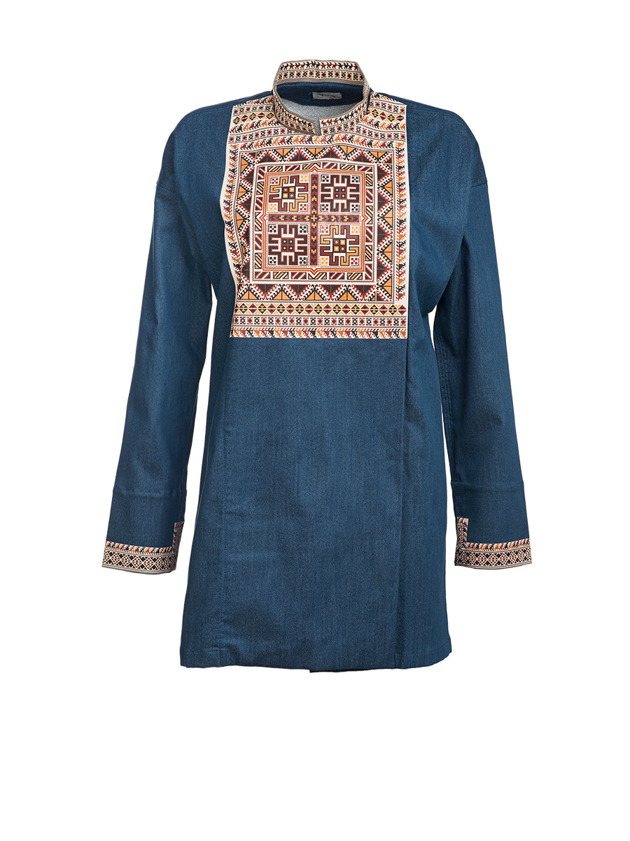 Denim Printed Kimono by Shabeeg