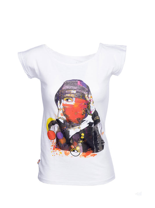 Shabeeg Taraz Collage in Orange T-shirt