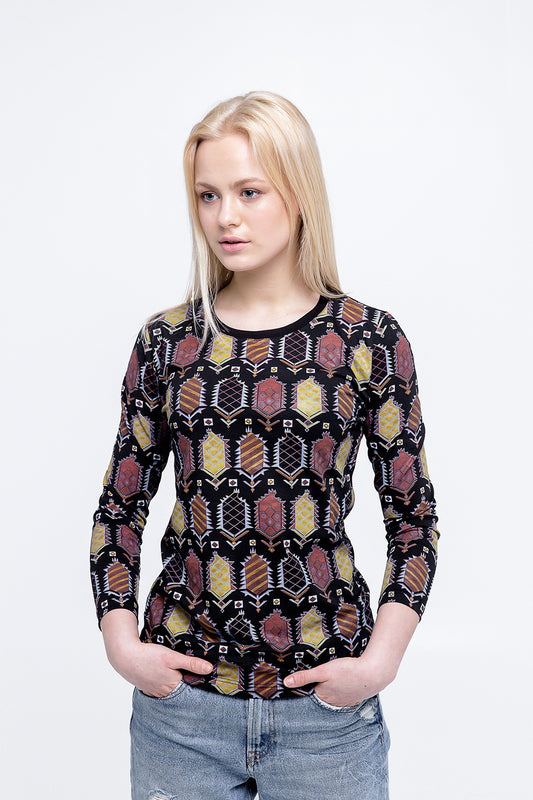 Carpet Print Top - Black