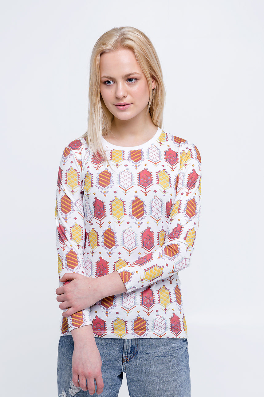 Carpet Print Top - White