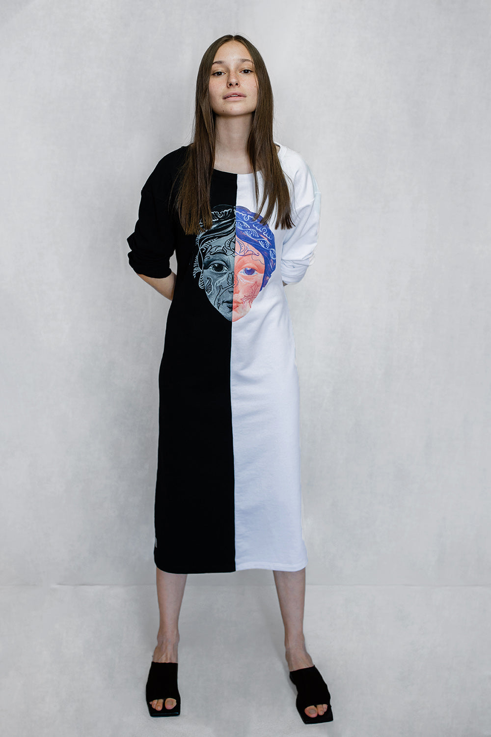 Shabeeg two faced black & white dress