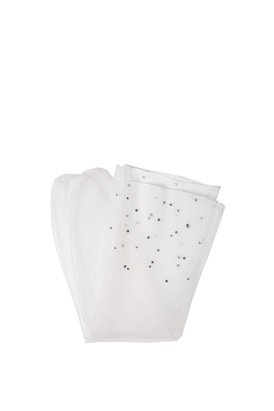 Crystal-embellished Tulle Socks - White