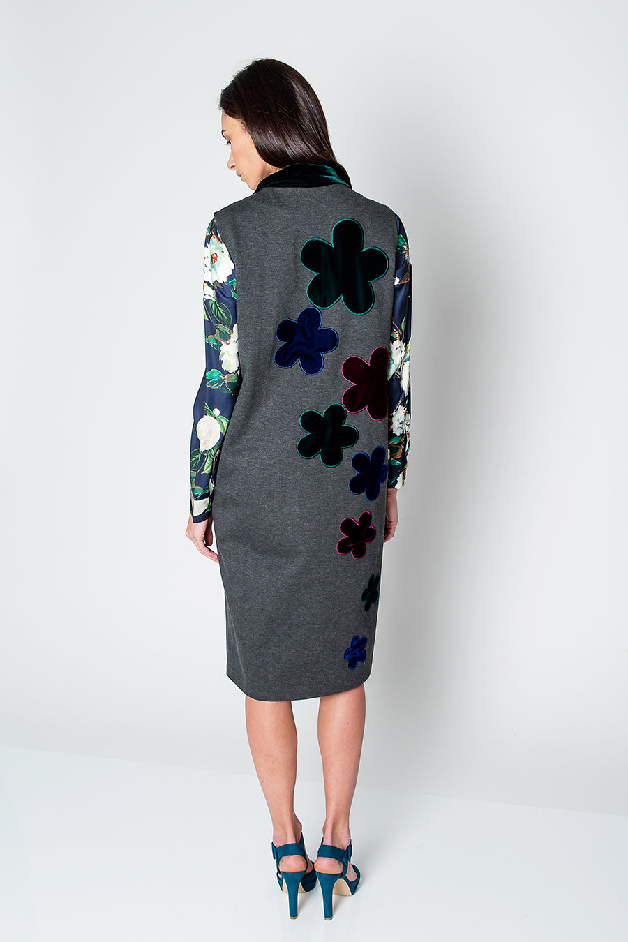 Model Wearing Floral Back Vest back view