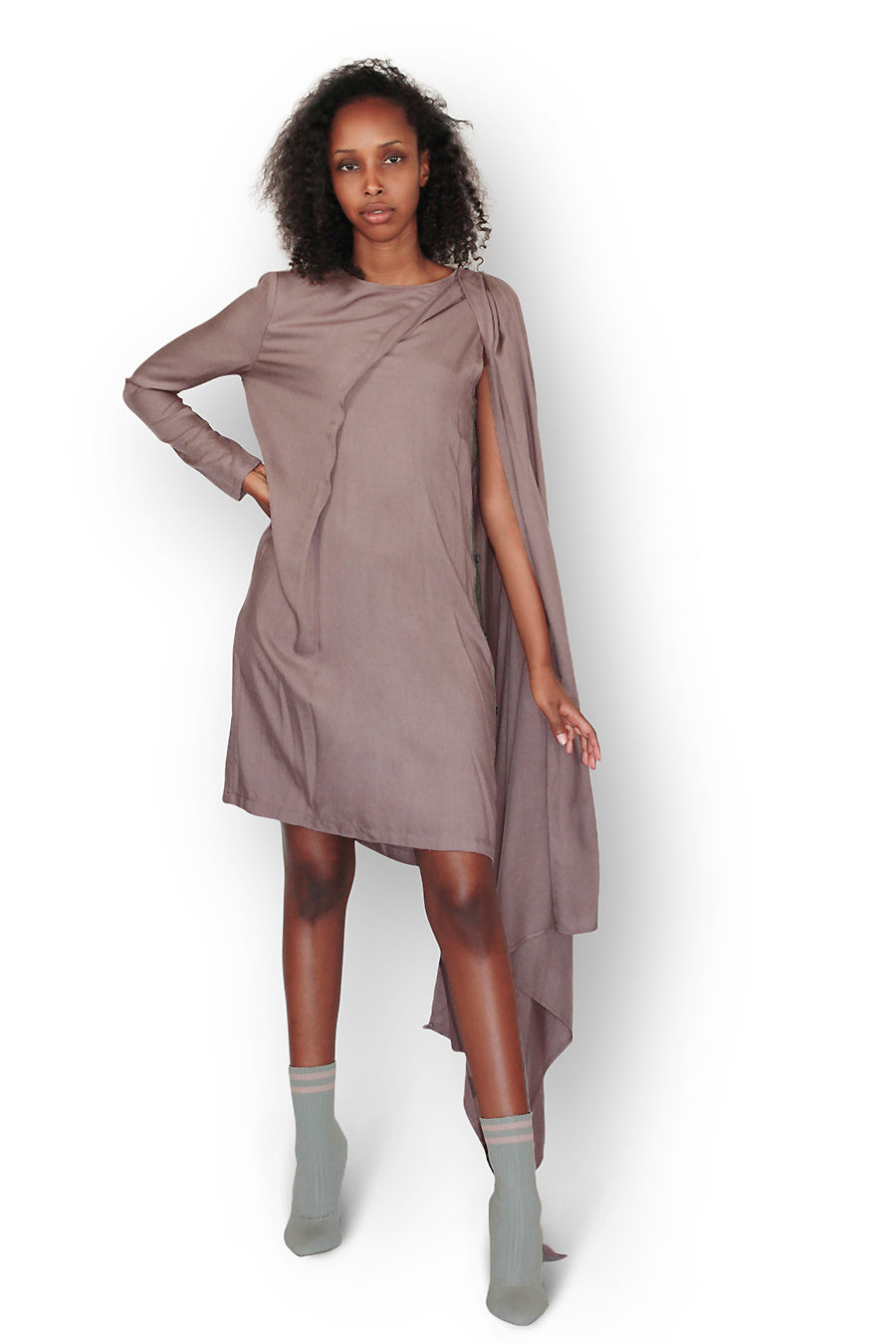 Draped Transformer Dress front view