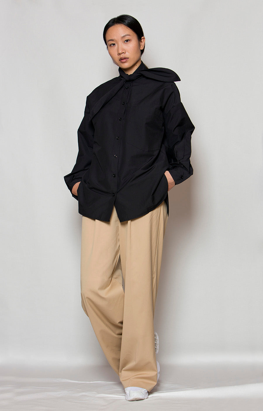 OM Shirt With Bow Tie Collar