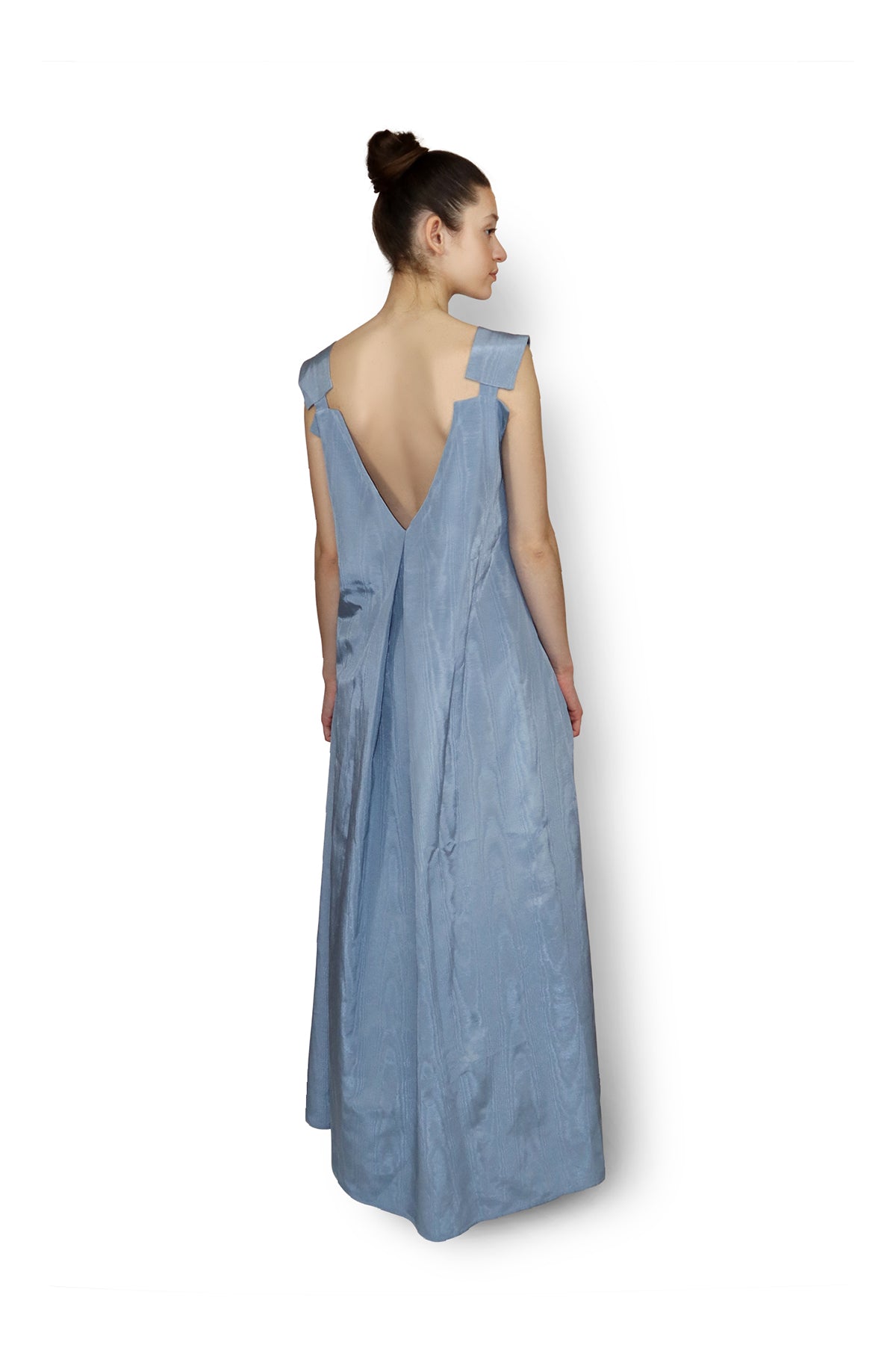 Model Wearing High-Low Dress back view