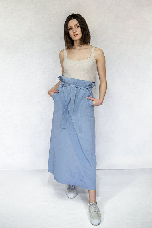 Paperbag Waist Blue Skirt
