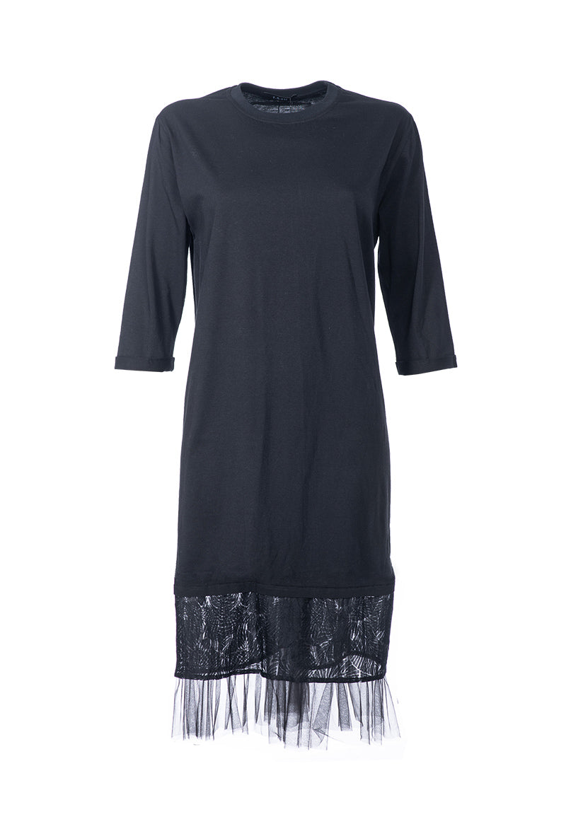 Tulle Trim Dress - Black HAY-HAY Tulle Trim Dress - Black HAY-HAY