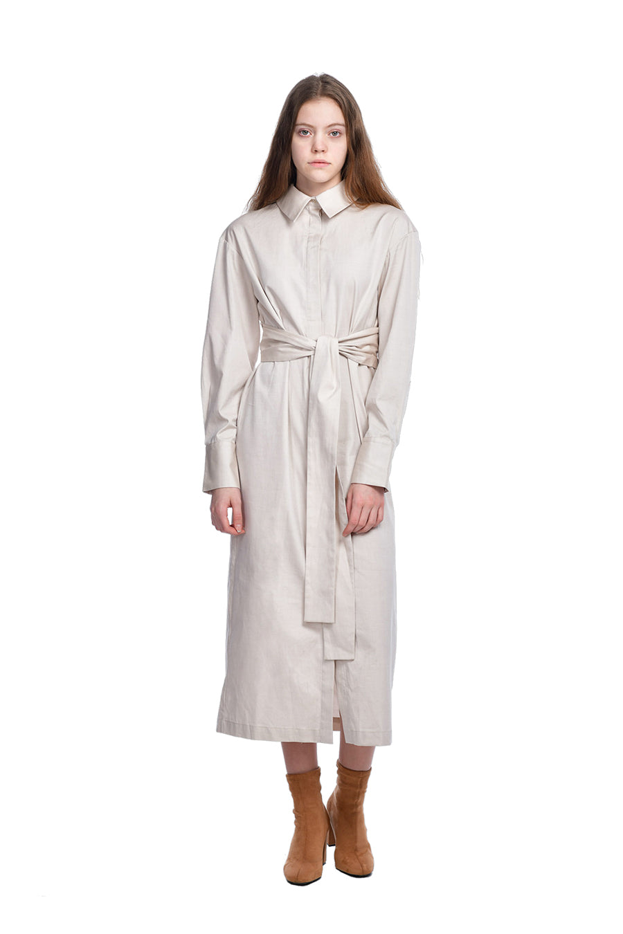 Bone White Shirt Dress front view