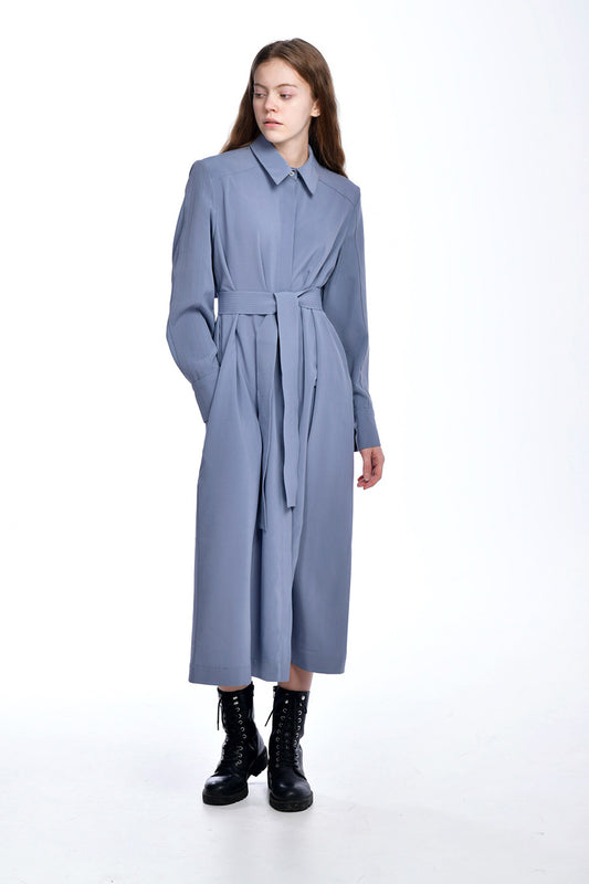Blue-Gray Shirt Dress front view