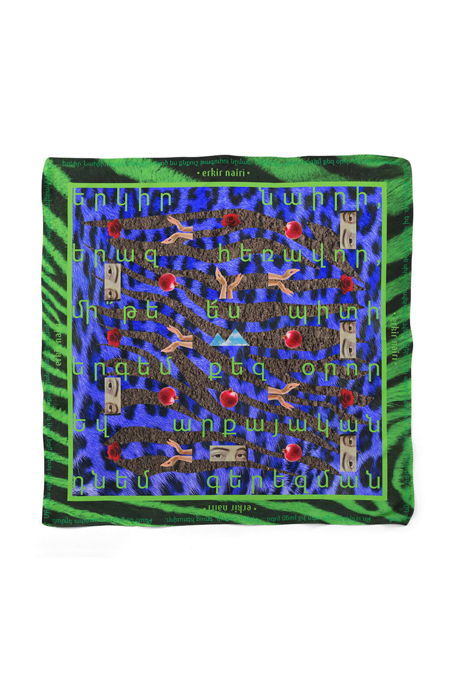 Green graphic print scarf