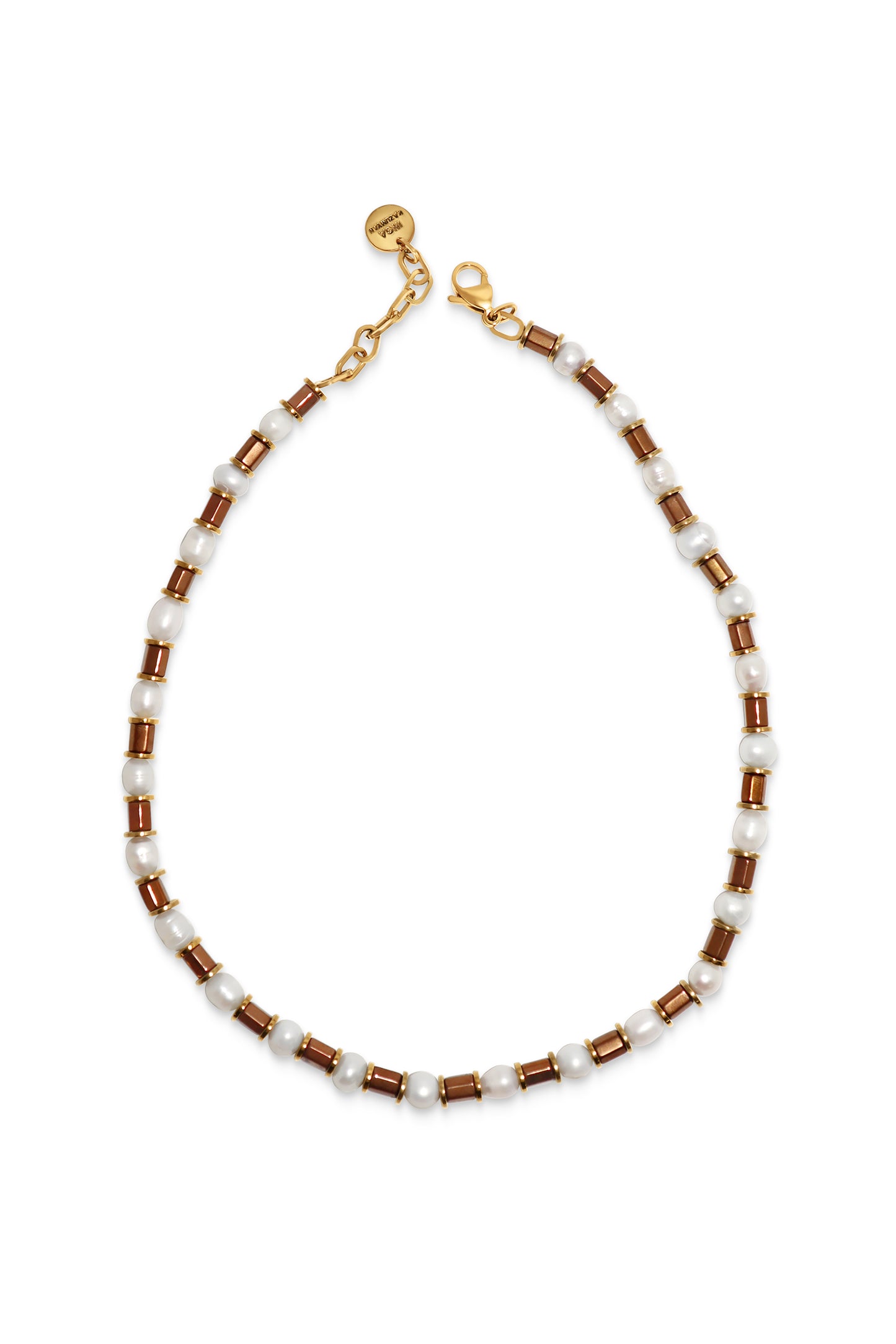 IK Gold Hematite & Pearl Necklace